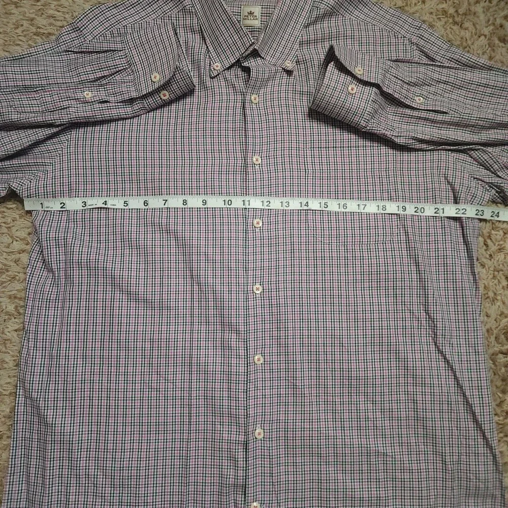 Peter‎ Millar Pink Plaid Mens L Oxford Long Sleeve Button Up Casual Shirt - Picture 3 of 6